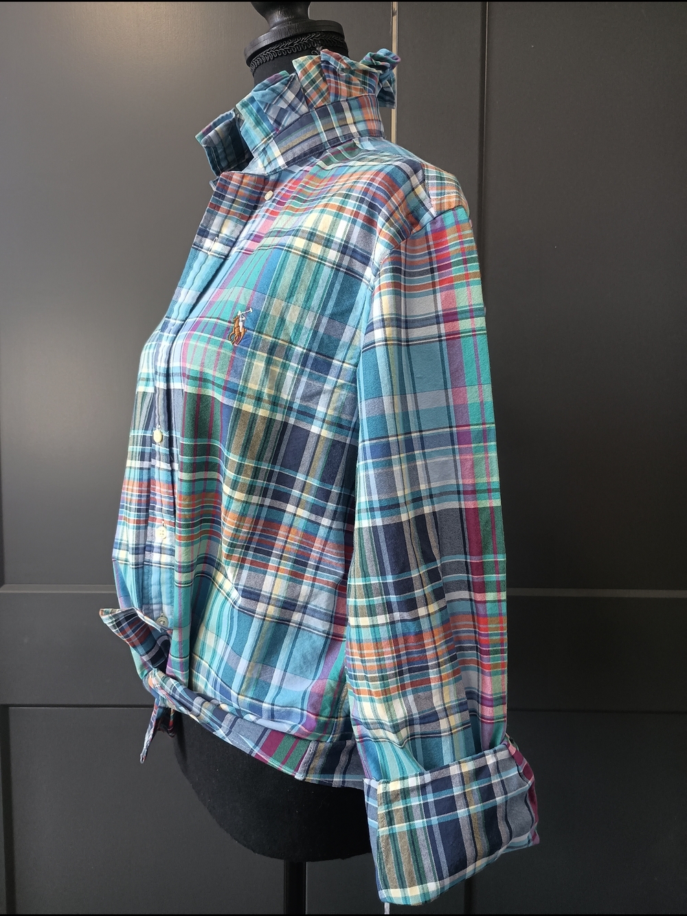 Upcycled Women's Ralph Lauren Ruffled Collar Shirt #091